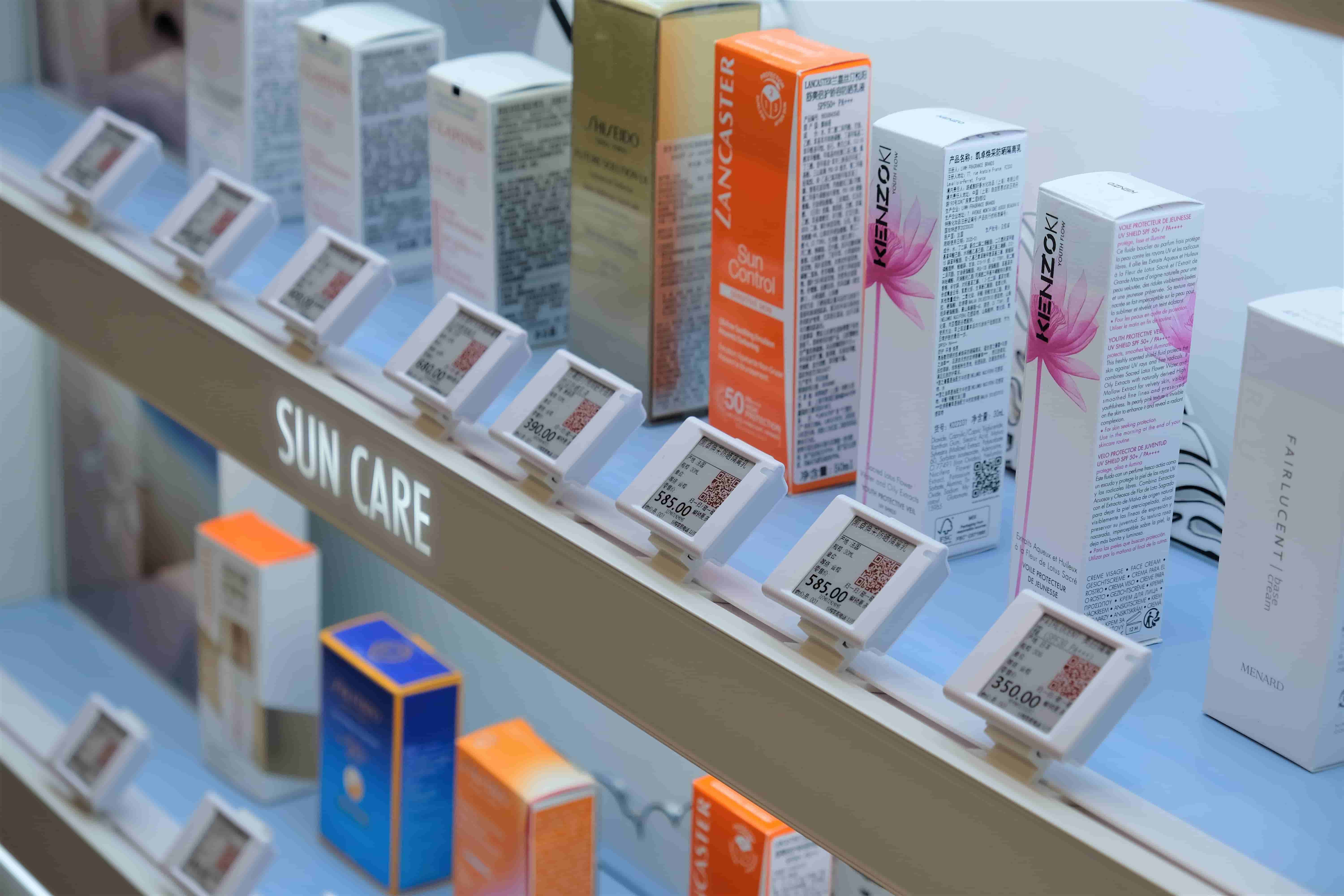 sun care collection using esls in sephora shop